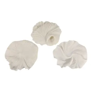 Wall Accent Set of 3 - White Resin Coastal Shell, 18/19/20in