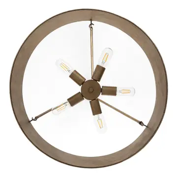 Farmhouse Chandelier 24" 5-Light Rustic Gold Metal Shade