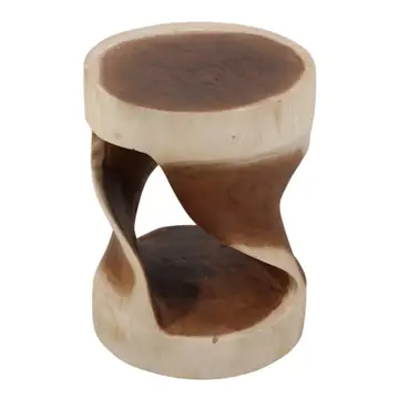 Hilsan Carved Wood Stool Accent Table