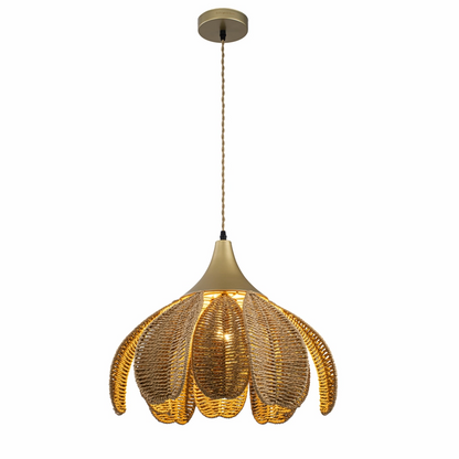 Kamala 1-Light Rattan Hemp Floral Pendant