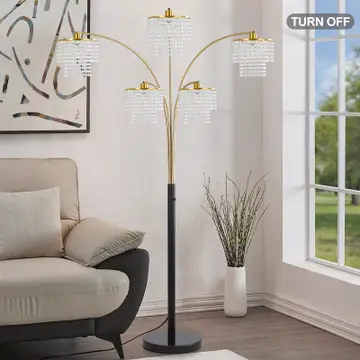 Floor Lamp Modern Brio 80" 5-Light Gold Crystal Arc