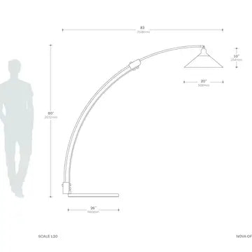Arc Floor Lamp Walnut/Weathered Brass 80" Melmar Dimmer
