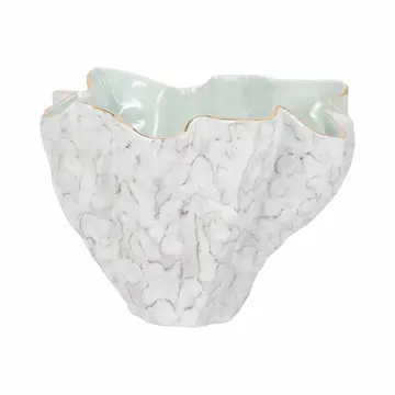Decorative Bowl - Gray/Green Porcelain Modern Wavy, 16 in.