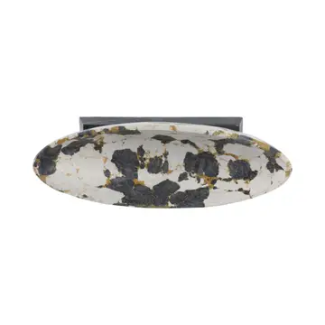 Decorative Bowl - Black/White Marble Gold Pedestal 18 in.