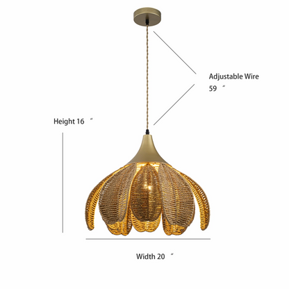 Kamala 1-Light Rattan Hemp Floral Pendant