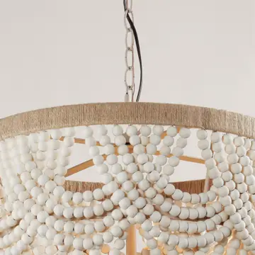 Lusteria 20" Wood Bead 4-Light Tiered Coastal Chandelier
