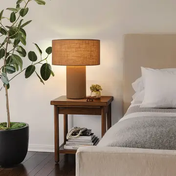 Moonlight Table Lamp - Pool Blue Linen Shade, Dimmer Switch