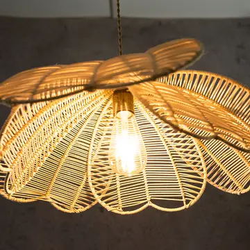 Rattan Flower Pendant Coastal Hanging Fixture Light