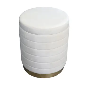 Stool - Cream Velvet Upholstery Backless with Storage, 19 in