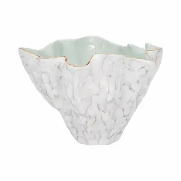 Decorative Bowl - Gray/Green Porcelain Modern Wavy, 16 in.