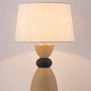 Flora 24 in. Rattan Lamp - Usb Touch Dimmer Linen Shade