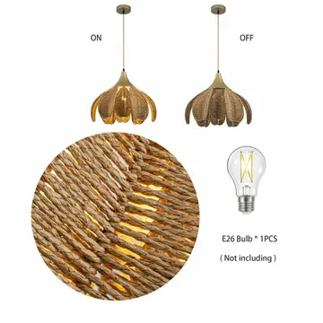 Kamala 1-Light Rattan Hemp Floral Pendant