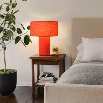 Moonlight Table Lamp - Pool Blue Linen Shade, Dimmer Switch
