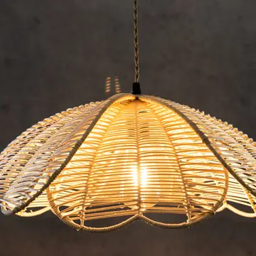 Rattan Flower Pendant Coastal Hanging Fixture Light