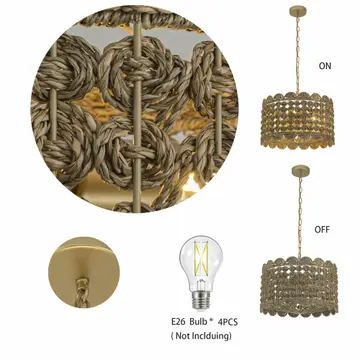 Riva Natural 4-Light Seagrass Scalloped Pendant