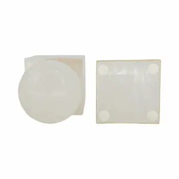 Sculptures Set of 2 - White Marble Orb On Metal Base, 6 in.