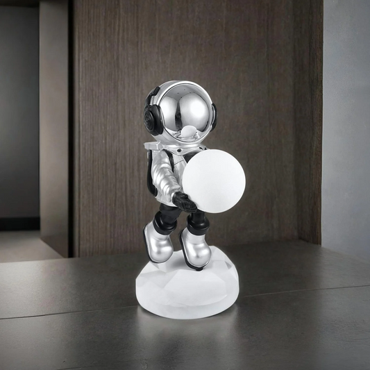 Lighted Astronaut Sculpture // Black & Silver Small