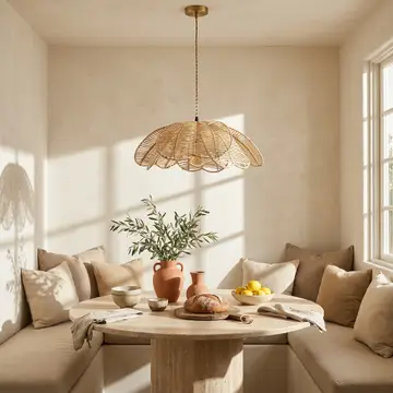 Rattan Flower Pendant Coastal Hanging Fixture Light
