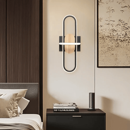 Black And Wood Wall Lamp - Modern Wall Mounted LED Light