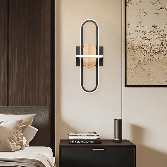 Black And Wood Wall Lamp - Modern Wall Mounted LED Light