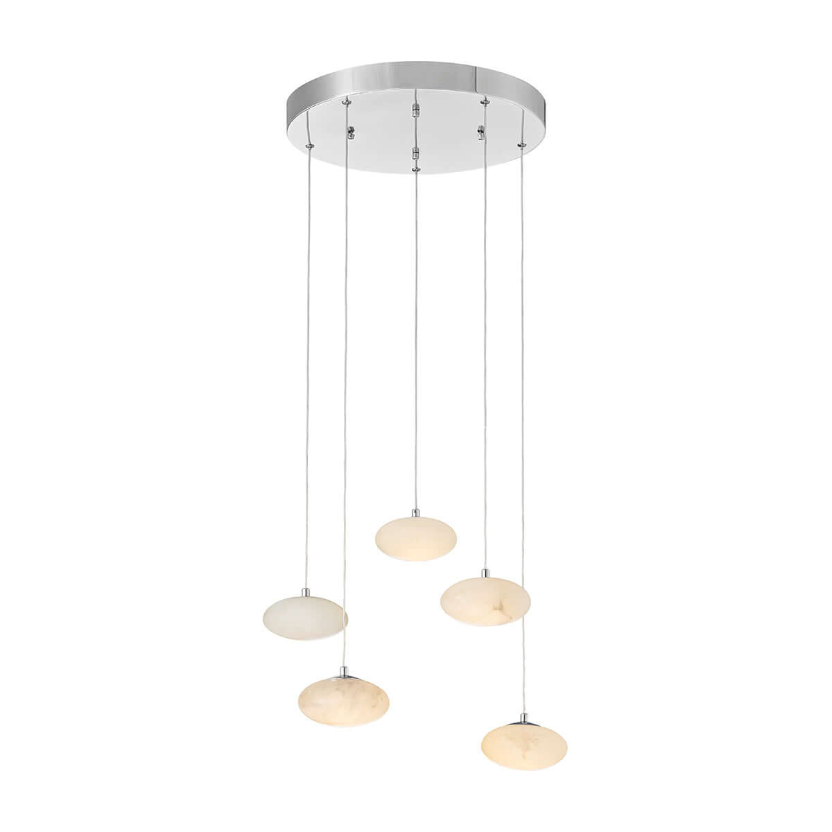 Spanish Alabaster Round Chandelier // Chrome