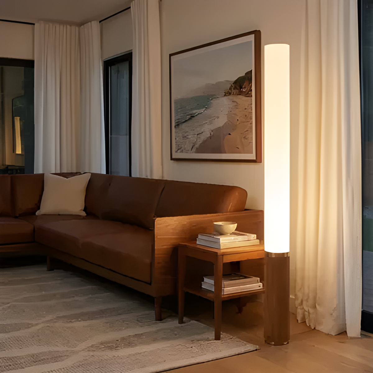Tambo Cylindro, 60" Accent Floor Lamp, Natural Ash, Weathere